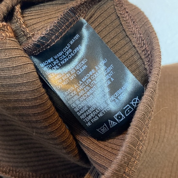 Urban Outfitters Puff Sleeve Blouse Women’s XS Chocolate Brown Cropped Boho Top - Picture 10 of 17